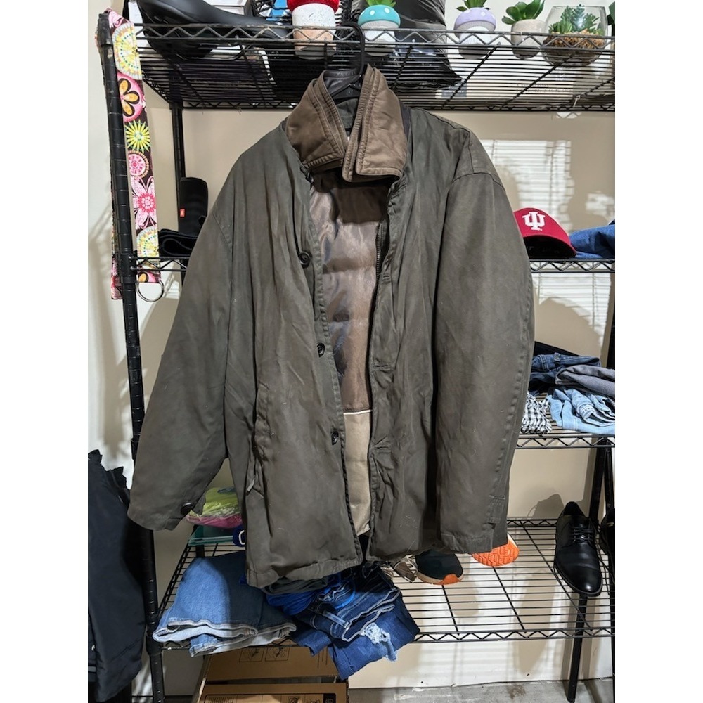 Rainforest Mens Coat Size M Black Parka Removable Lining Jacket Leather Collar